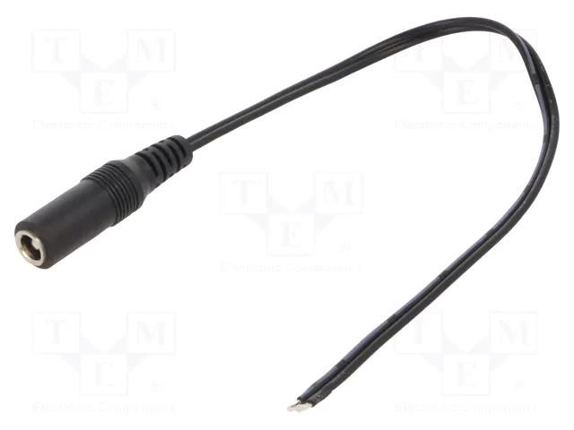 Cable; 2x0.5mm2; wires,DC 5,5/2,5 socket; straight; black; 0.25m MFG DC2400.0025E