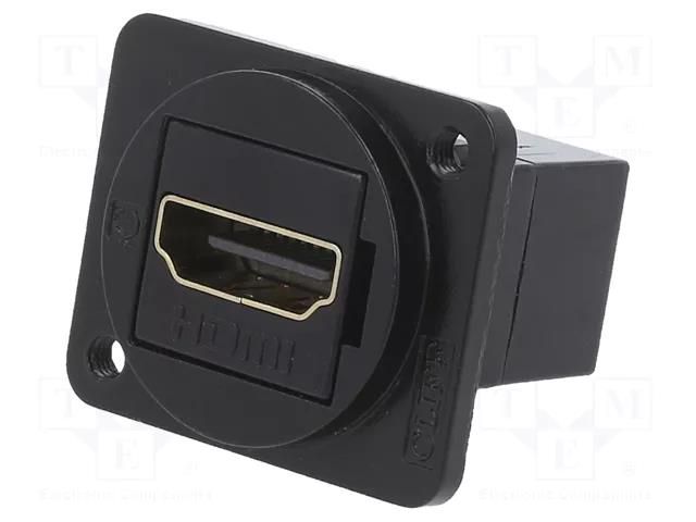 Coupler; HDMI socket,both sides; FT; gold-plated; 19x24mm; metal CLIFF CP30200GM3B