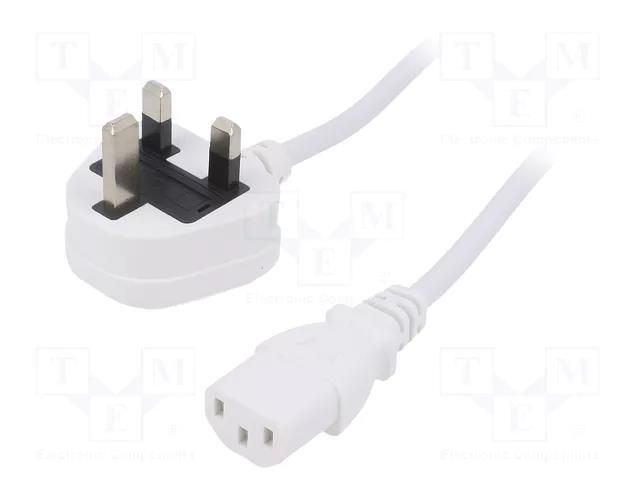 Cable; 3x0.75mm2; BS 1363 (G) plug,IEC C13 female; PVC; 1.8m LIAN DUNG SN23-3/07/1.8WH