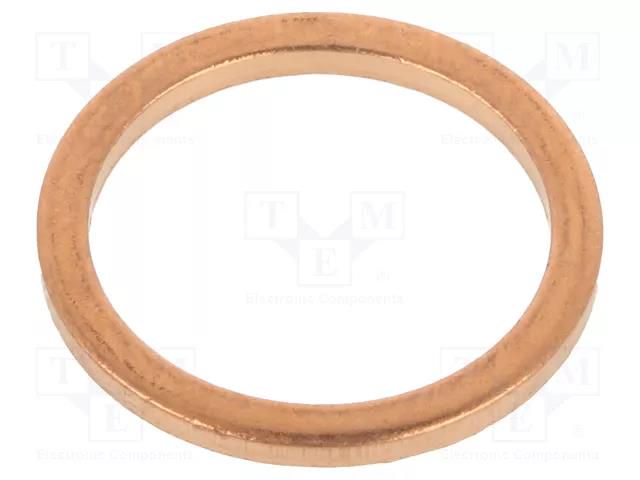 Gasket; copper; Thk: 1.5mm; Øint: 14mm; Øout: 18mm; DIN 7603 ELESA+GANTER DIN7603-CU-14-18-A