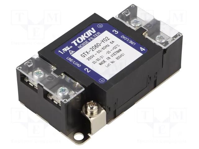 Filter: anti-interference; 250VAC; Ioper.max: 6A; Leads: screw KEMET GTX-2060-Y02