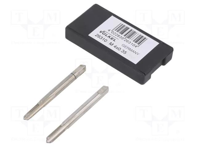 Tap; high speed steel grounded HSS-G; M4; 0.35; 45mm; 3,4mm; 2pcs. VÖLKEL VOLKEL-26310