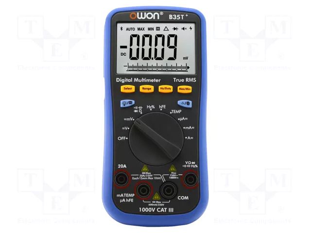 Digital multimeter; Bluetooth; LCD; 3 5/6 digits; 3x/s; True RMS OWON OWB35T+