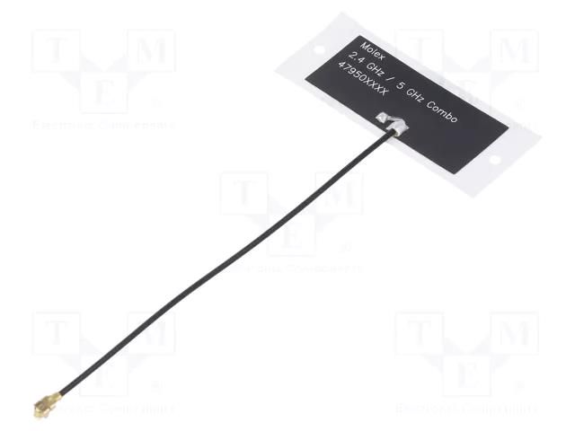 Antenna; Bluetooth,WiFi,ZigBee; 3dBi,4.8dBi; linear; 35.9x15.9mm MOLEX 479501011