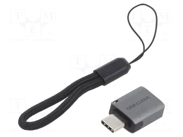 Adapter; USB 3.0; USB A socket,USB C plug; nickel plated; grey VENTION CDQH0