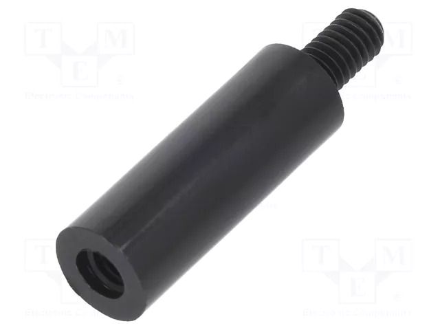 Screwed spacer sleeve; cylindrical; polyamide; M4; M4; 22mm; black DREMEC TFM-M4X22/DR287RD