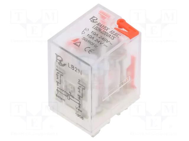 Relay: electromagnetic; DPDT; Ucoil: 230VAC; Icontacts max: 10A Recoy/RAYEX ELECTRONICS LB2N-220ATS