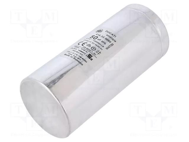 Capacitor: polypropylene; motors, run; 50uF; 475VAC; Ø55x122mm DUCATI ENERGIA 4.16.33.56.60