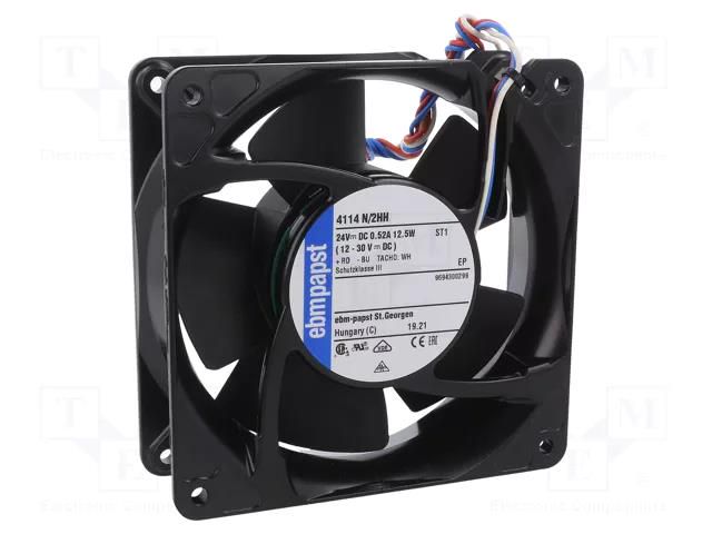Fan: DC; axial; 24VDC; 119x119x38mm; 260m3/h; 60dBA; ball; 5000rpm EBM-PAPST 4114N/2HH