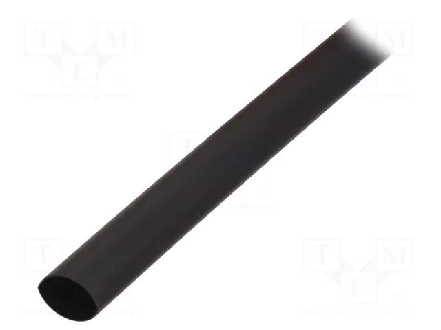 Heat shrink sleeve; thin walled,glued; 4: 1; 12mm; L: 1m; black RADPOL RCKH1-12/3X1BK