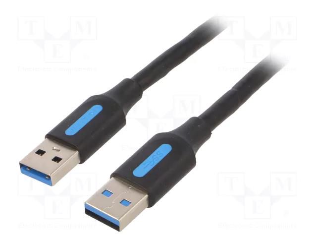 Cable; USB 3.0; USB A plug,both sides; nickel plated; 2m; black VENTION CONBH
