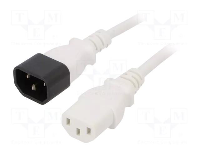 Cable; 3x0.75mm2; IEC C13 female,IEC C14 male; PVC; 1.8m; white LIAN DUNG WN111-3/07/1.8W