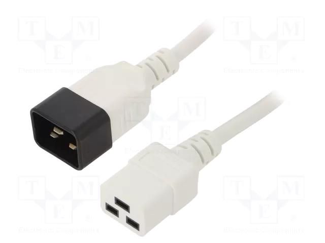 Cable; 3x1.5mm2; IEC C19 female,IEC C20 male; PVC; 0.5m; white LIAN DUNG WN113-3/15/0.5W