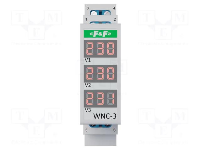 Voltmeter; digital,mounting; 80÷500V; for DIN rail mounting F&F WNC-3