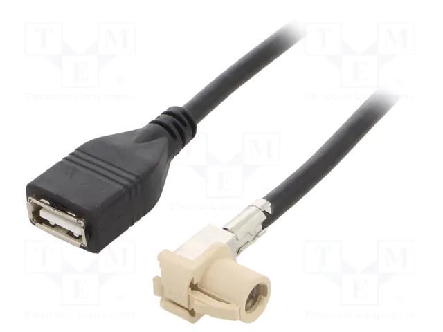 Cable; Fakra HSD plug angled,USB A socket; angled,straight; 1m 4CARMEDIA FAKRA-HSD-USB-F