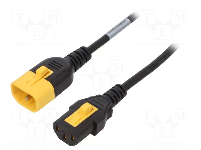 Cable; 3x18AWG; IEC C13 female,IEC C14 male; PVC; 3m; black; 10A SCHURTER 3-100-361