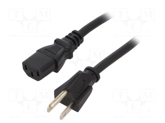Cable; 3x18AWG; IEC C13 female,NEMA 5-15 (B) plug; PVC; 2.5m SCHURTER 6009.1315