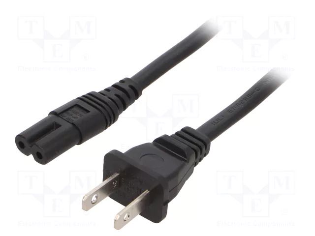 Cable; 2x18AWG; IEC C7 female,NEMA 1-15 (A) plug; PVC; 2m; black SCHURTER 6010.5274