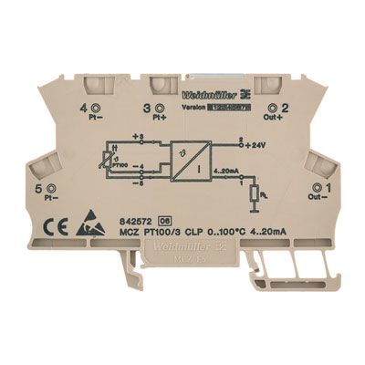 Temperature transducer, 2-/3-wire connection technology, Output current loop powered, Tension-clamp connection, Output : 4-20 mA Weidmuller 8425720000 04032248012664