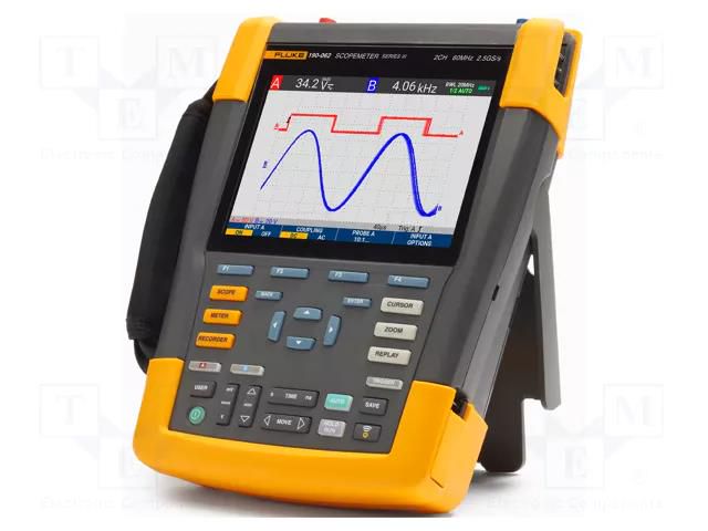 Scopemeter; 60MHz; 8bit; colour,LCD; Ch: 2; 625Msps; 10kpts/ch; IP51 FLUKE FLK-190-062-III