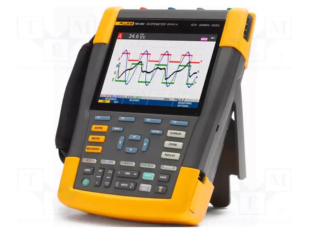 Scopemeter; 500MHz; 8bit; colour,LCD; Ch: 4; 5Gsps; 10kpts/ch; 700ps FLUKE FLK-190-504-III-S