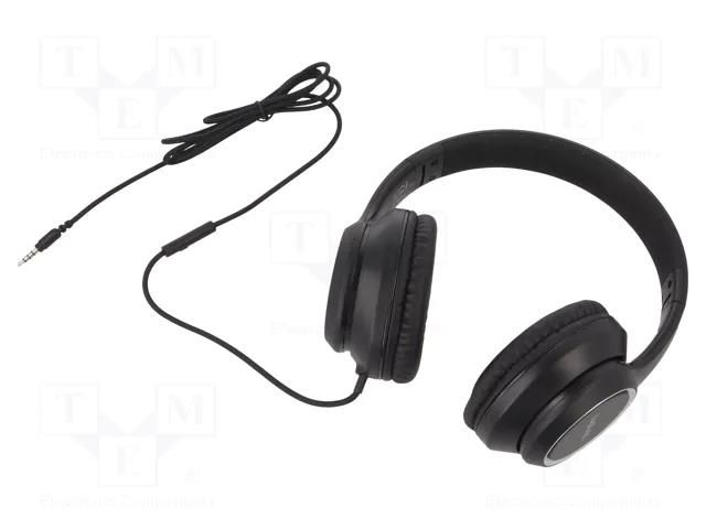 Headphones with microphone; black; Jack 3,5mm; 1.2m; 20÷20000Hz LOGILINK HS0053