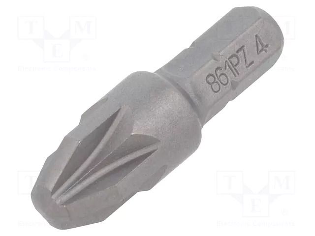 Screwdriver bit; Pozidriv®; PZ4; 1/4"; Overall len: 25mm BETA BE861PZ/4