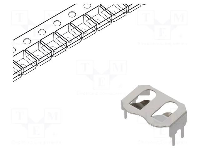 Clip; BR1216,BR1225,CR1216,CR1225; PCB; 3.6mm; reel LINX TECHNOLOGIES BAT-HLD-012-THM-TR