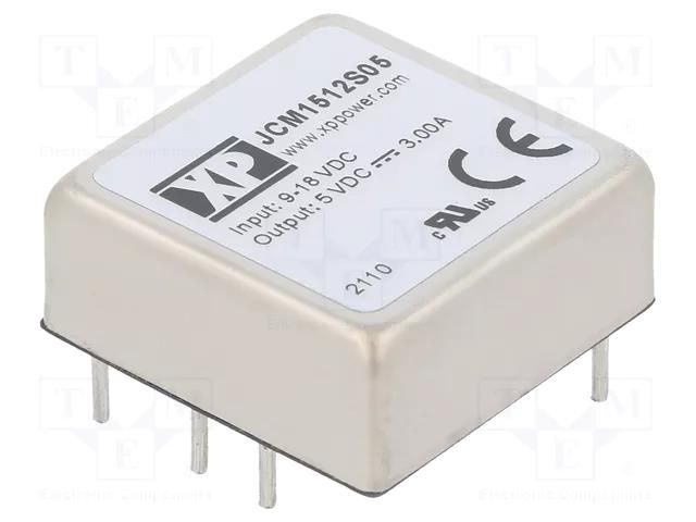 Converter: DC/DC; 15W; Uin: 9÷18VDC; Uout: 5VDC; Iout: 3000mA; 1"x1" XP POWER JCM1512S05