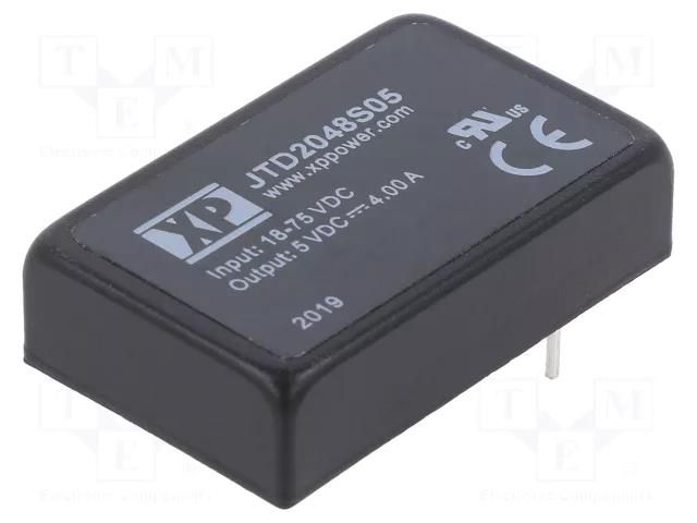 Converter: DC/DC; 20W; Uin: 18÷75VDC; Uout: 5VDC; Iout: 4A; THT; JTD XP POWER JTD2048S05