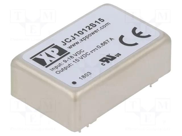Converter: DC/DC; 10W; Uin: 9÷18VDC; Uout: 15VDC; Iout: 667mA; THT XP POWER JCJ1012S15