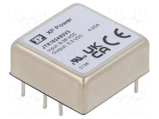 Converter: DC/DC; 15W; Uin: 9÷36VDC; Uout: 3.3VDC; Iout: 4A; 1"x1" XP POWER JTK1524S3V3