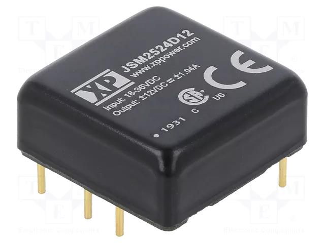 Converter: DC/DC; 25W; Uin: 18÷36VDC; Uout: 12VDC; Uout2: -12VDC XP POWER JSM2524D12