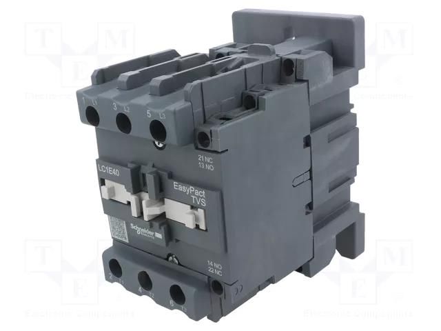 Contactor: 3-pole; NO x3; Auxiliary contacts: NC + NO; 230VAC; 40A SCHNEIDER ELECTRIC LC1E40P7