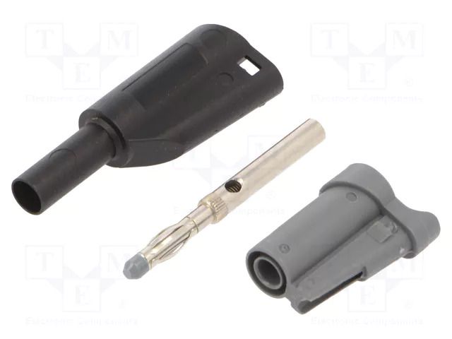 Connector: 4mm banana; plug; 36A; 1kVAC; black; insulated; 58.9mm ELECTRO-PJP PJP1076-N