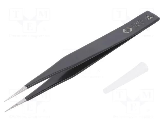 Tweezers; Blade tip shape: sharp; Tweezers len: 127mm; ESD C.K CK-T2346D