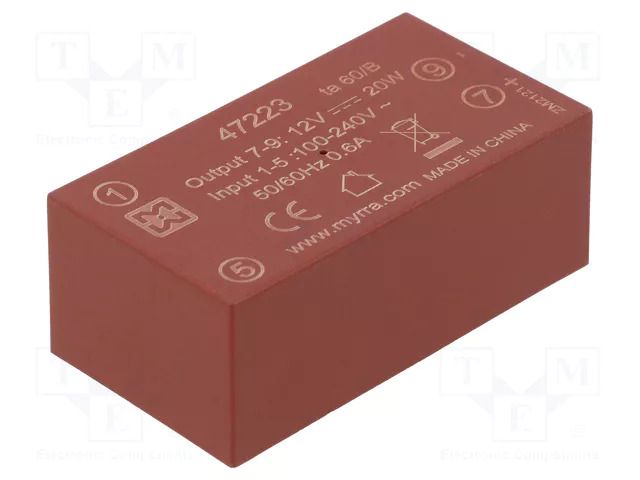 Converter: AC/DC; 20W; Uin: 85÷265VAC,120÷370VDC; Uout: 12VDC; 85% MYRRA MYRRA-47223