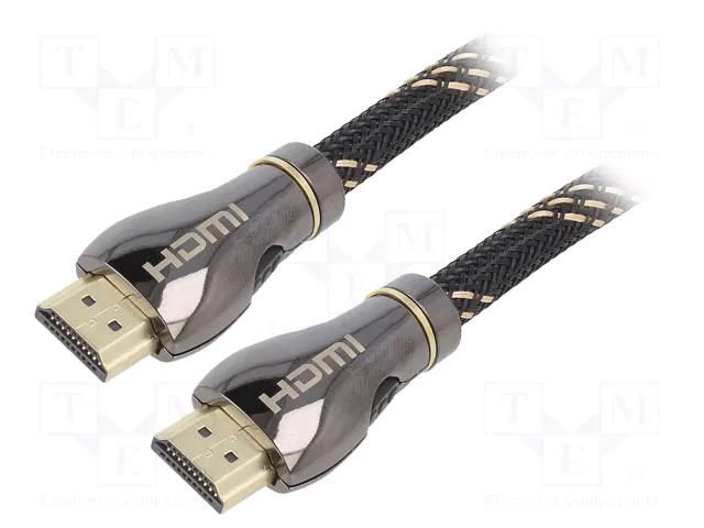 Cable; HDMI plug,both sides; textile; 1m; black; HDMI 2.1; 28AWG GEMBIRD CCBP-HDMI8K-1M