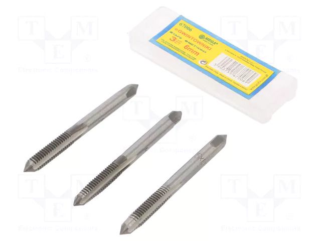 Kit: taps; Thread: M6; Pitch: 1; 3pcs. MEGA MGA-67006