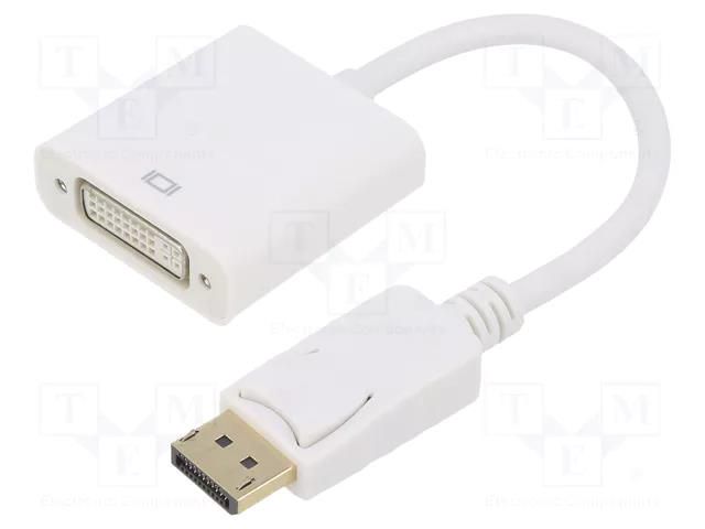 Adapter; DisplayPort 1.1; DisplayPort plug,DVI-I (24+5) socket GEMBIRD A-DPM-DVIF-002-W