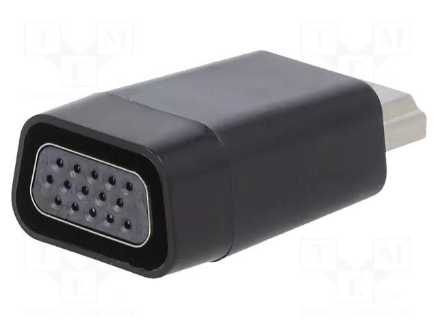 Adapter; D-Sub 15pin HD socket,HDMI plug; HDMI 1.4; black; bag GEMBIRD A-HDMI-VGA-001