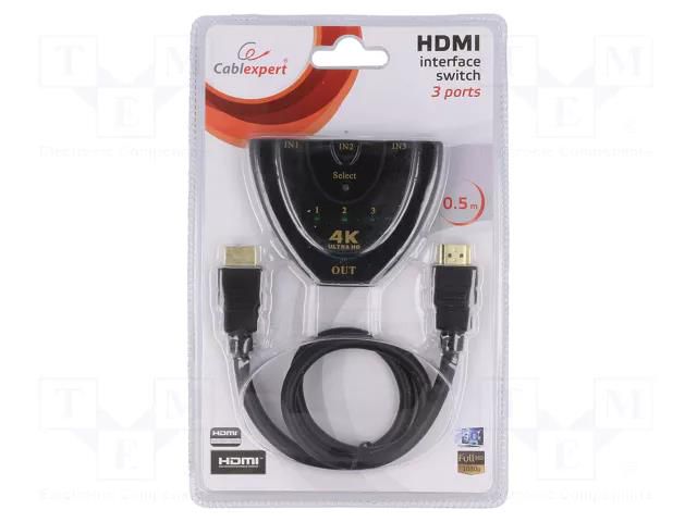 Switch; HDMI 1.4; Support: 4K,HDCP,UHD 2160p; black GEMBIRD DSW-HDMI-35