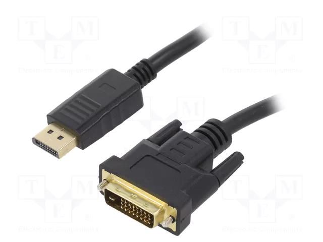 Cable; DisplayPort plug,DVI-D (24+1) plug; PVC; 3m; black GEMBIRD CC-DPM-DVIM-3M