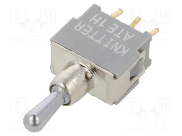 Switch: toggle; Pos: 3; SPDT; (ON)-OFF-ON; 0.05A; 0.05A; ATE; 50mΩ KNITTER-SWITCH ATE1H