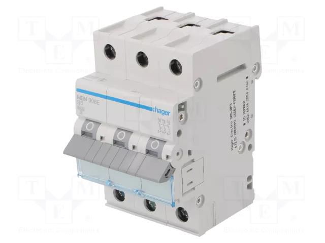 Circuit breaker; 230/400VAC; Inom: 6A; Poles: 3; Charact: B; 6kA HAGER MBN306E