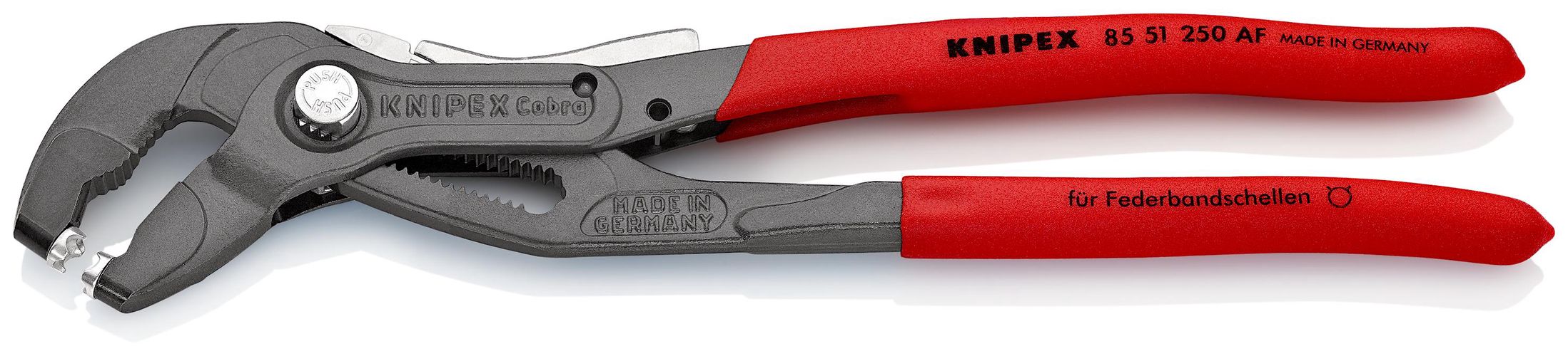 KNIPEX 85 51 250 AF Spring Hose Clamp Pliers with retainer covered with non-slip plastic grey atramentized 250 mm 85 51 250 AF 4003773078623