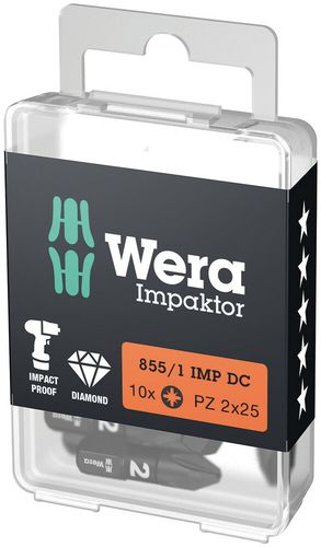 855/1 IMP DC PZ DIY Impaktor bits, 10 x PZ 3x25, Wera 05057622001