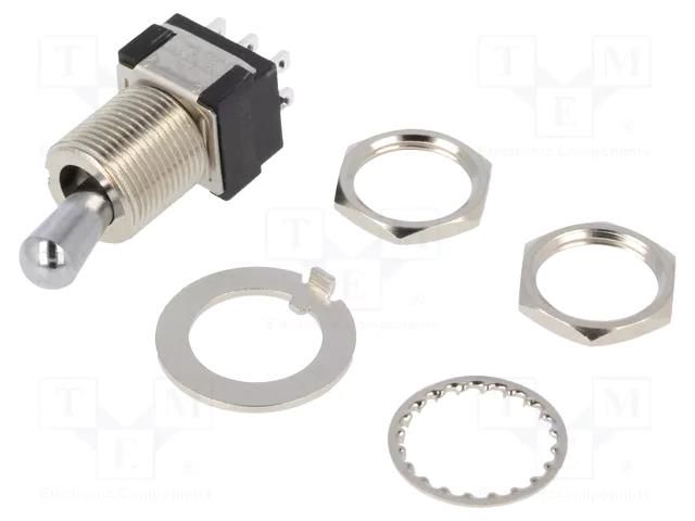 Switch: toggle; Pos: 2; DPDT; ON-ON; 6A/125VAC; 6A/6VDC; MTG; 20mΩ KNITTER-SWITCH MTG206N