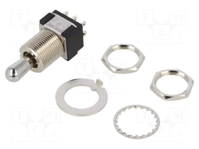 Switch: toggle; Pos: 3; DPDT; ON-ON-ON; 6A/125VAC; 6A/6VDC; MTG; 20mΩ KNITTER-SWITCH MTG206PA
