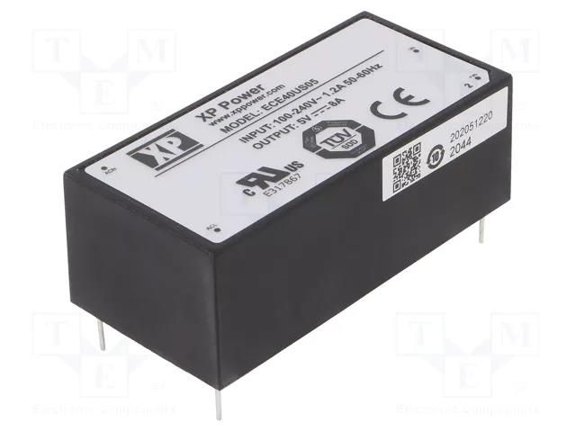 Converter: AC/DC; 40W; Uin: 85÷264VAC,120÷370VDC; Uout: 5VDC; OUT: 1 XP POWER ECE40US05
